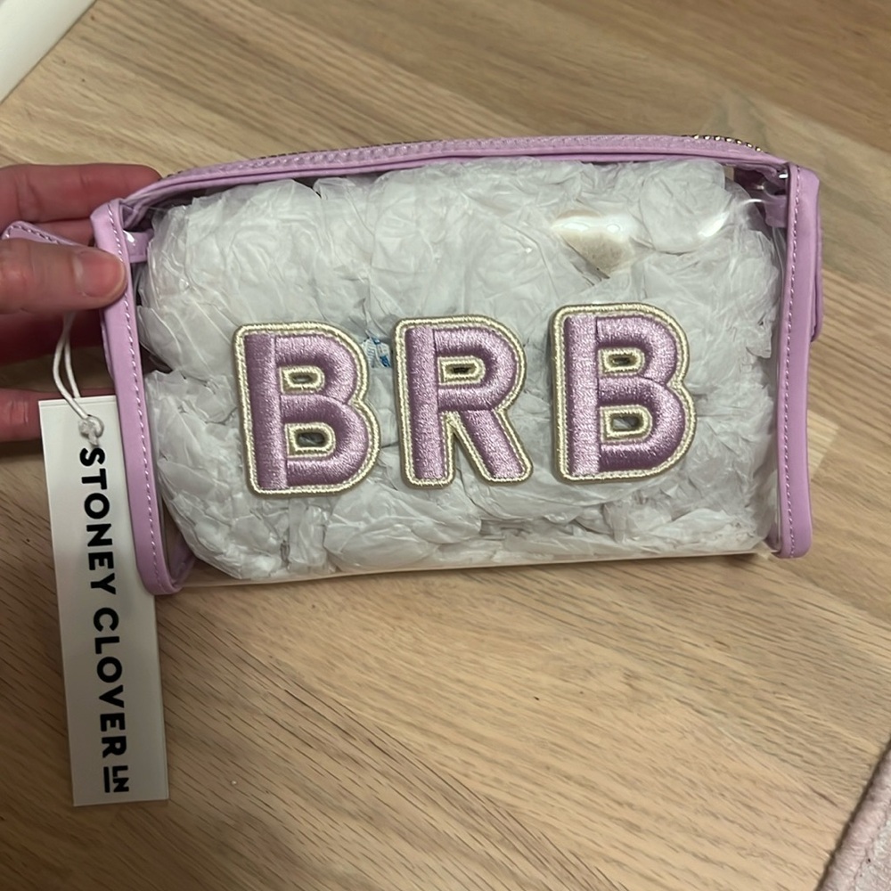 Stoney Clover Lane grape clear travel pouch makeup bag BRB monogram NWT